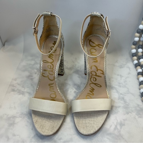 Sam Edelman Yaro Ankle Strap Snake Embossed and beige Block heel Sandal 9.5 - Picture 3 of 11